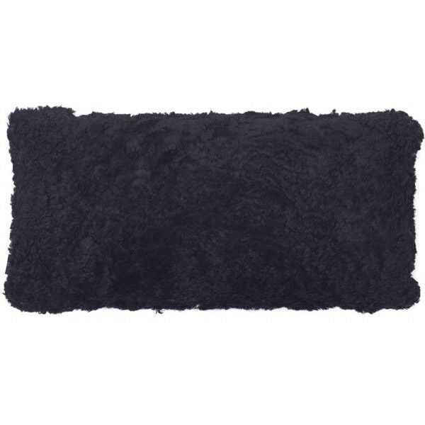 Short-Wool Sheepskin Cushion | 16x26 in Black