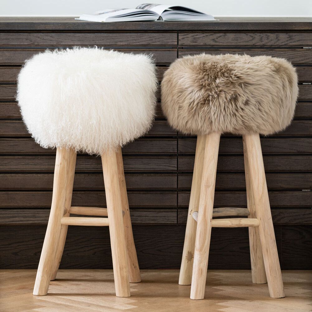Sheepskin Stool Cover Black