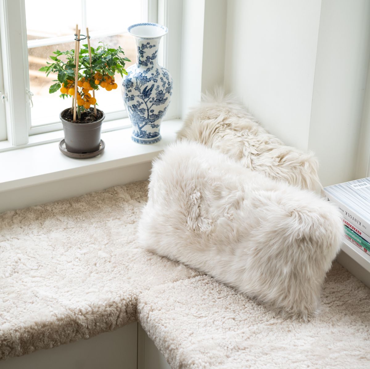 Long-Wool Sheepskin Cushion | 16x24 in Black