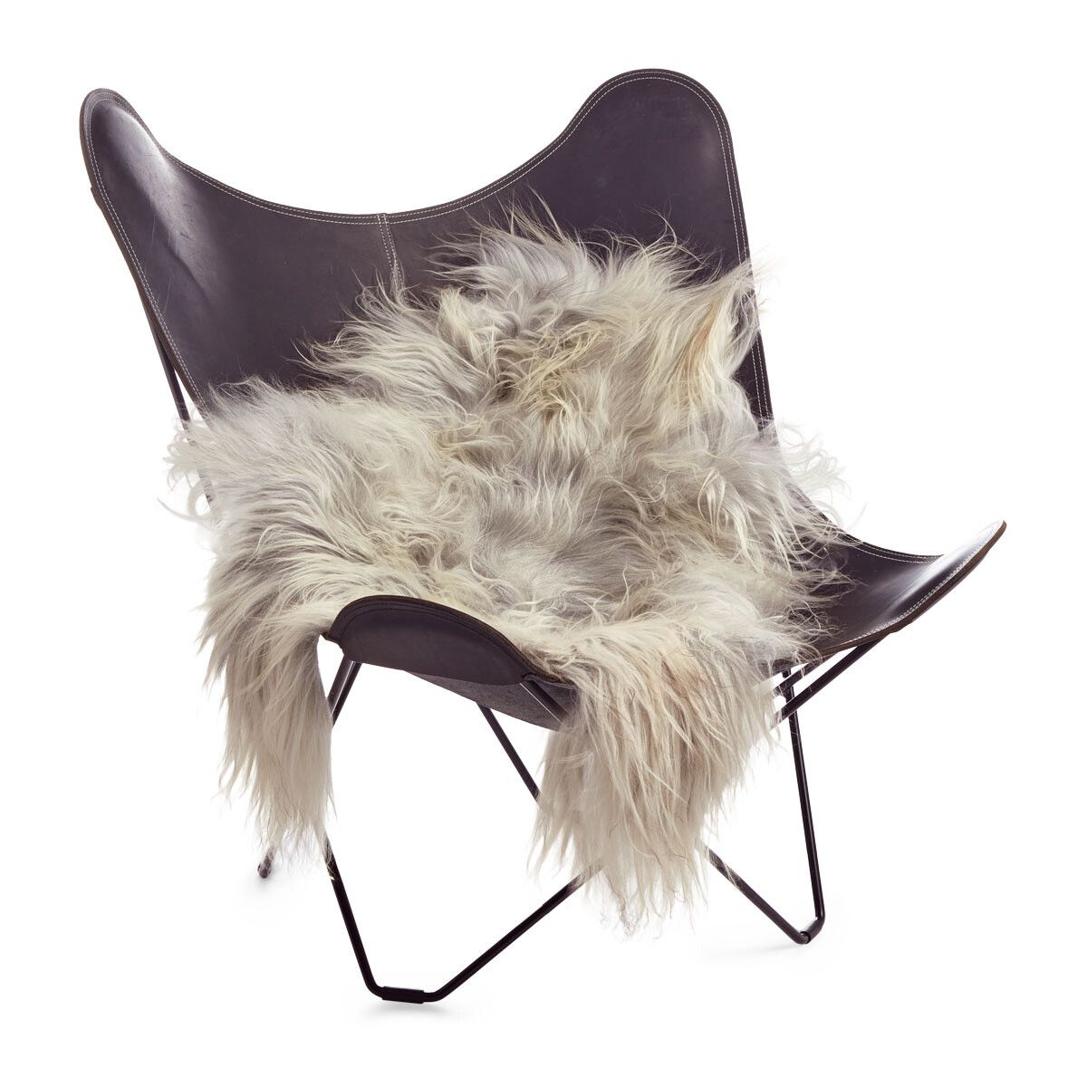 Icelandic Sheepskin | Long Wool | 35 in Natural Grey Light