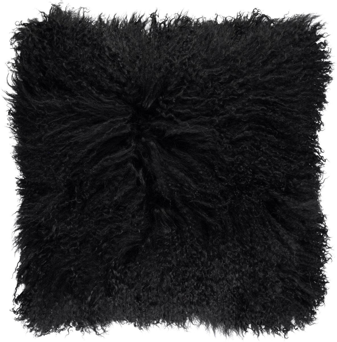 Curly Sheepskin Cushion | Doublesided | 16x16 in Black