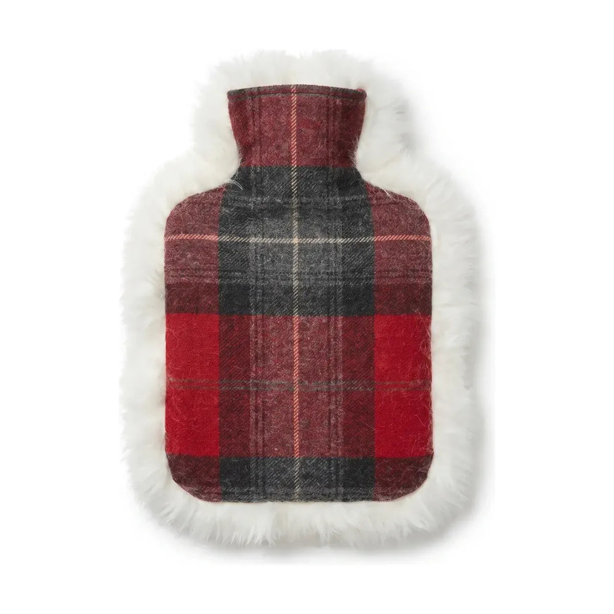 Hot Water Bottle | Sheepskin and Wool | 15x11 in Skye Red Tartan/Ivory