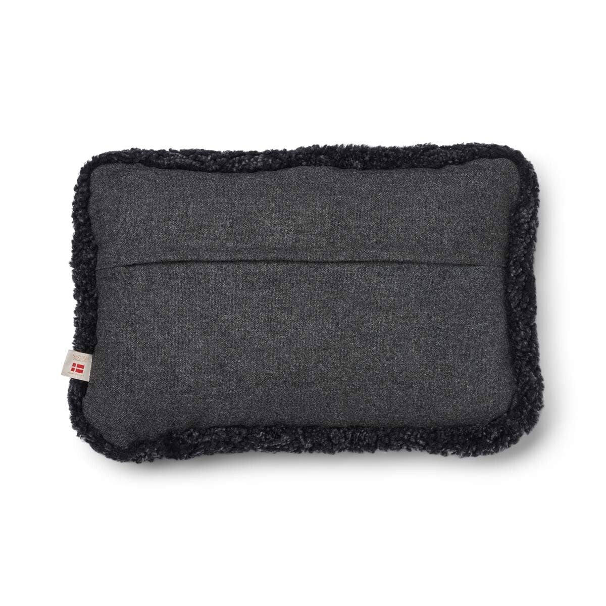 Short-Wool Sheepskin Cushion | SW trim | 13x20 in Charcoal/Anthracite