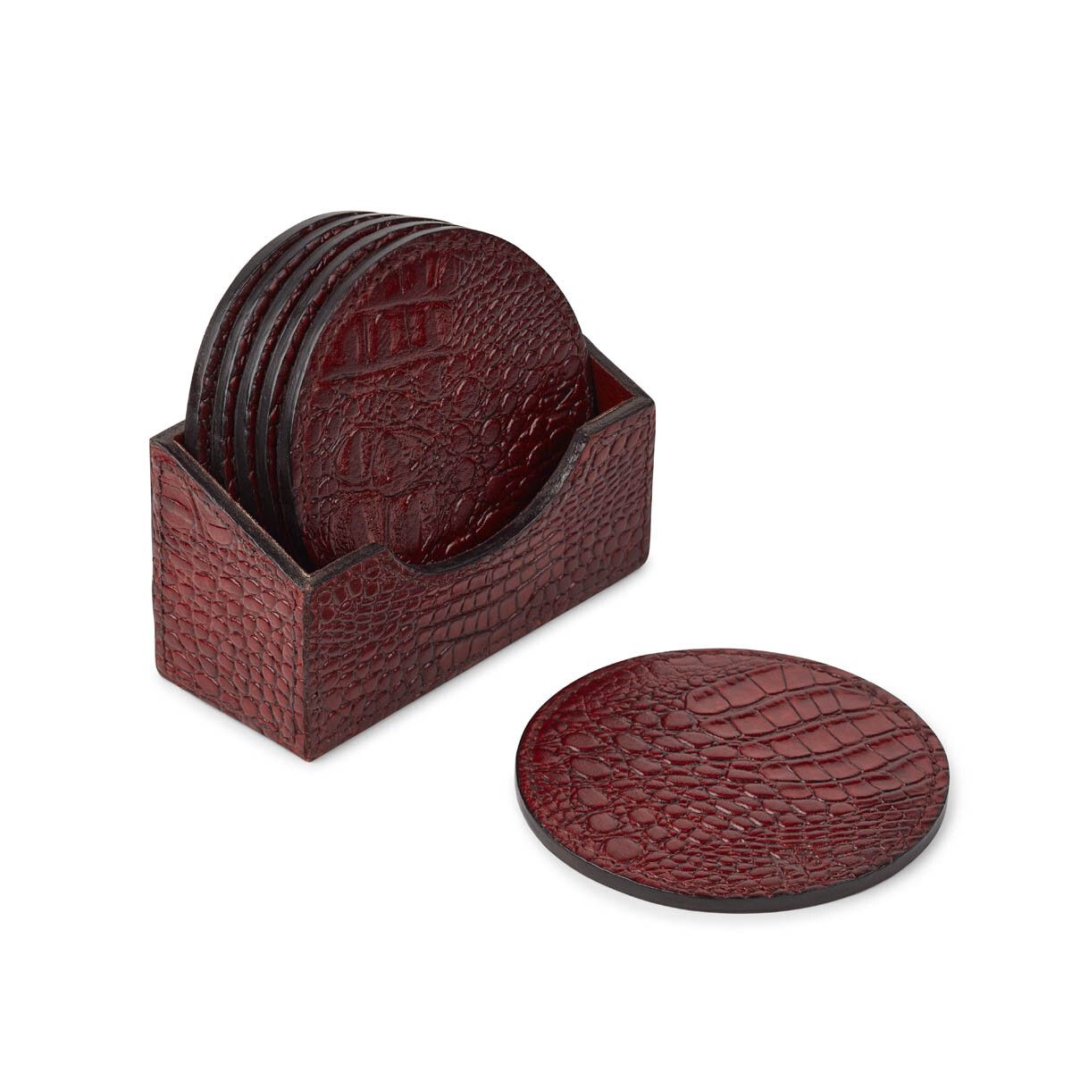 Round Croco Coaster Red