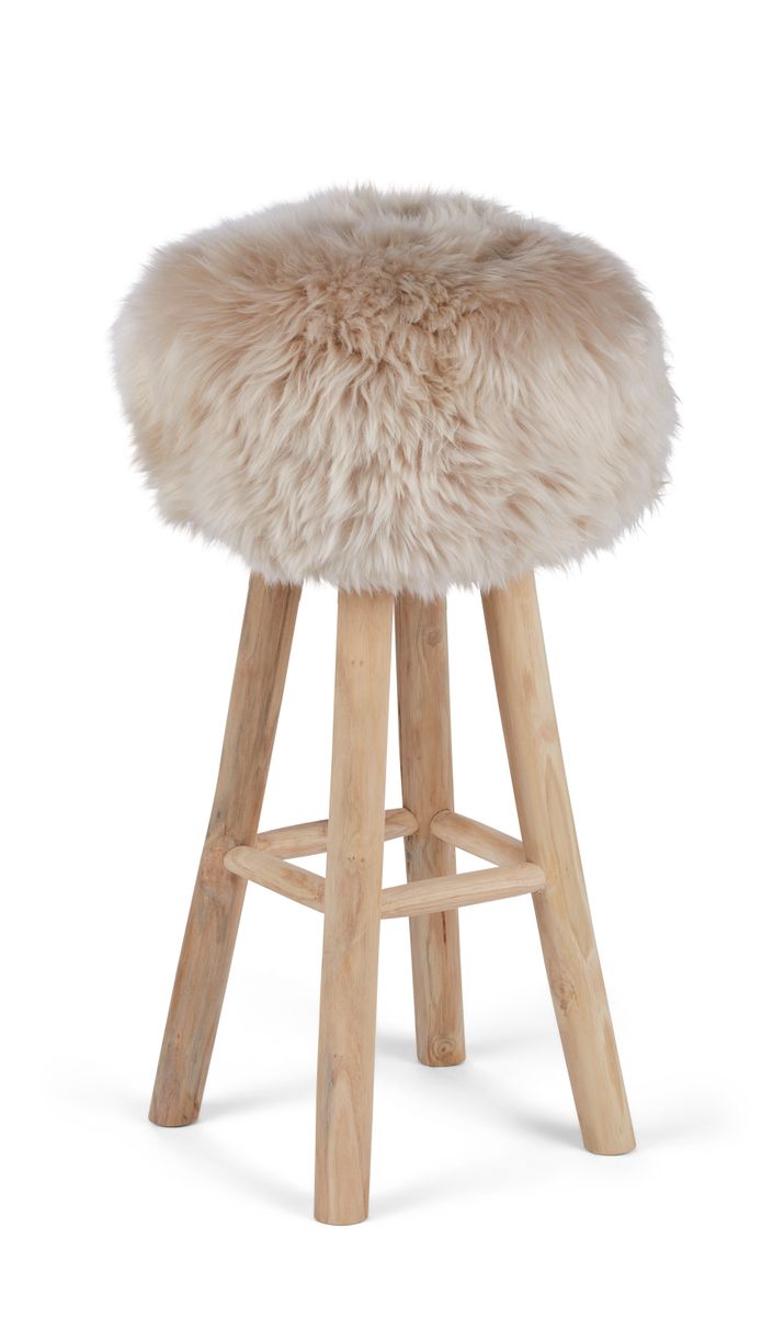 Sheepskin Stool Cover Linen