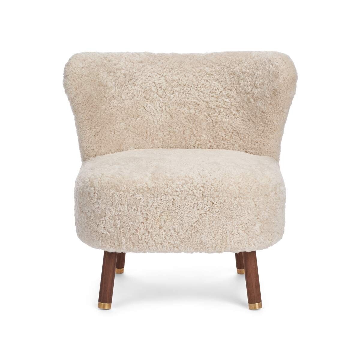 Emil Lounge Chair | Brass | Short Wool Pearl