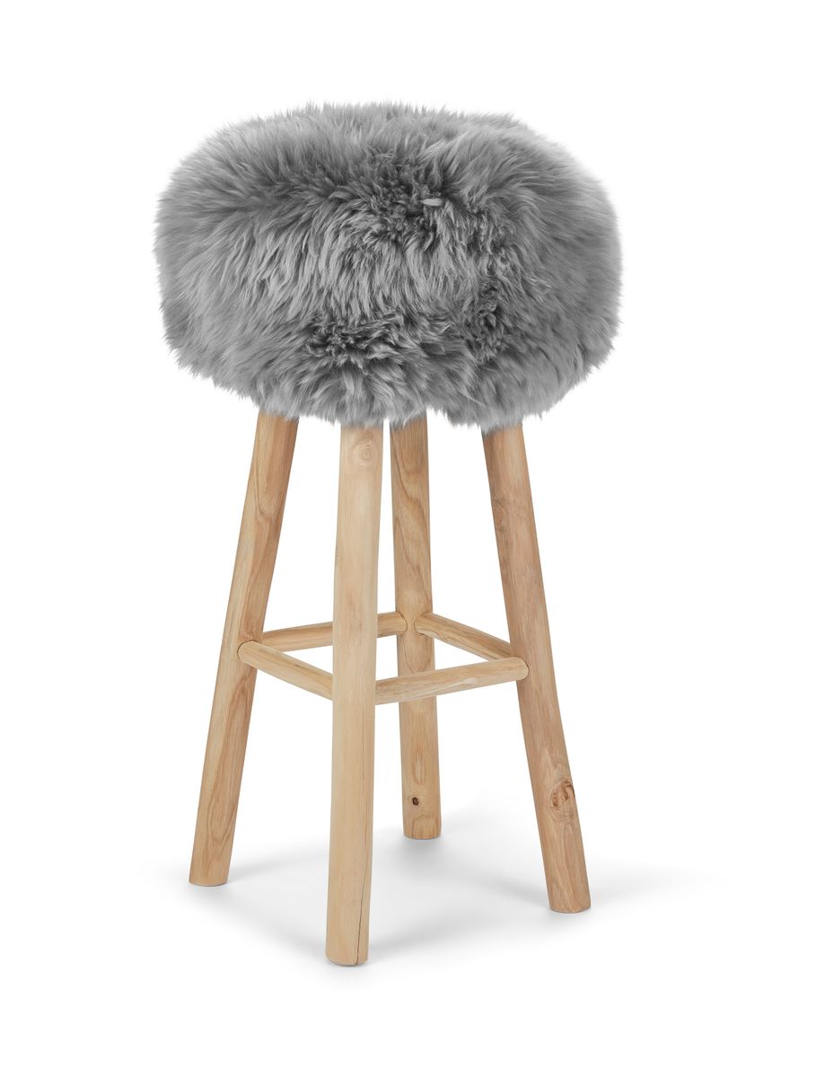 Sheepskin Stool Cover Light Grey