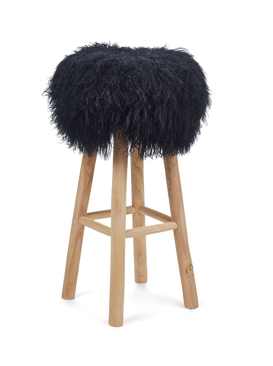 Long Wool Sheepskin Seat Cover Black