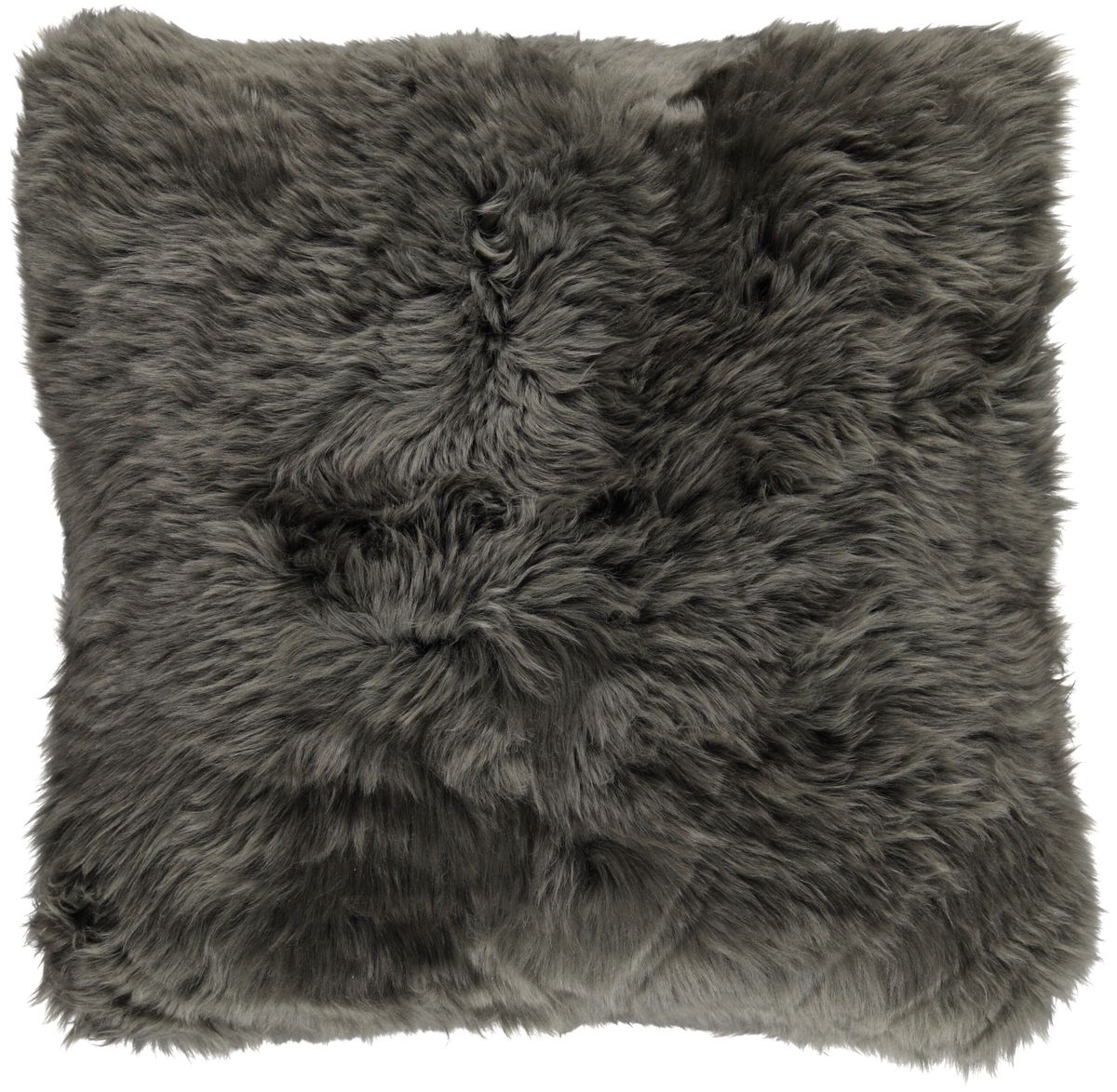 Long-Wool Sheepskin Cushion | 14x14 in Hedge Green