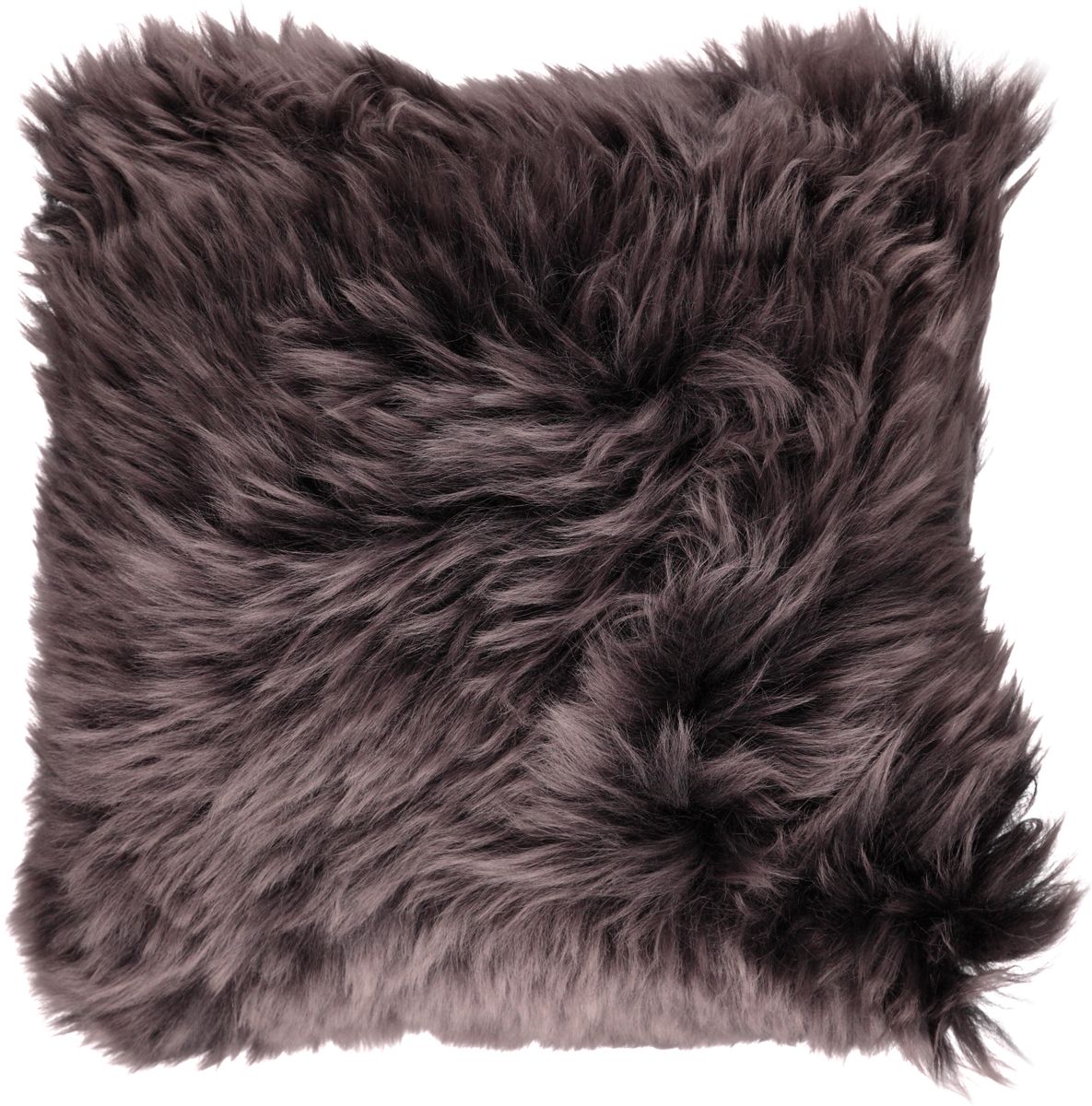 Long-Wool Sheepskin Cushion | 14x14 in Walnut