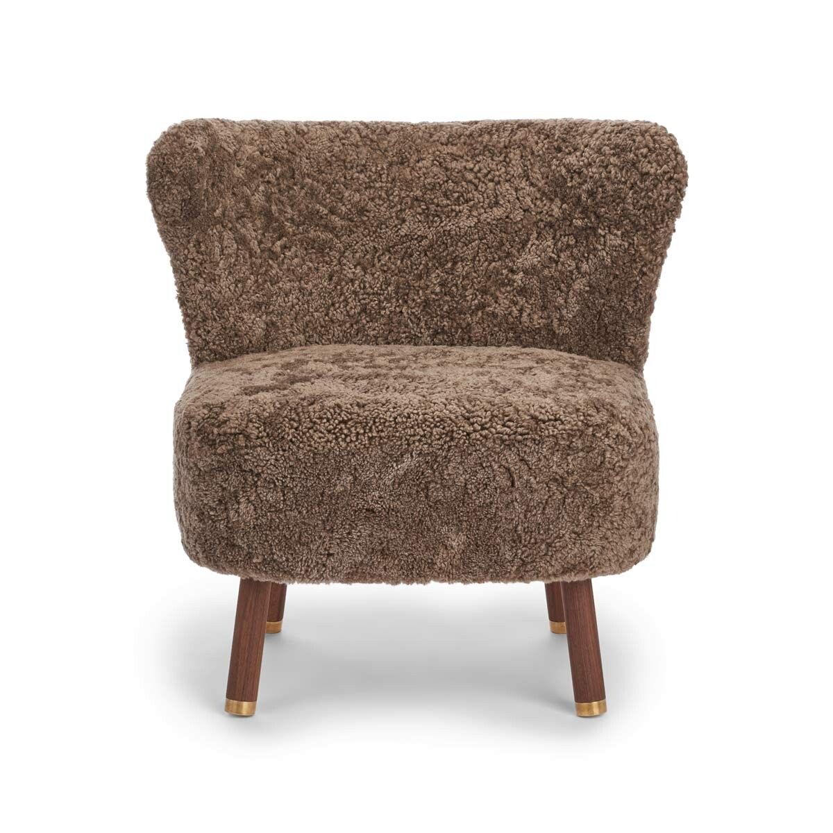 Emil Lounge Chair | Brass | Short Wool Taupe