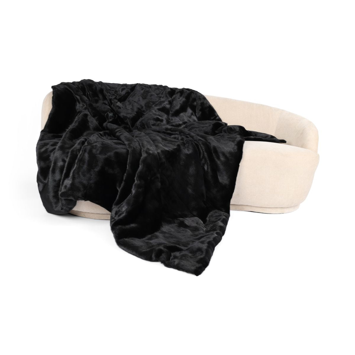 Mink Throw | Cashmere Backing | Black Black