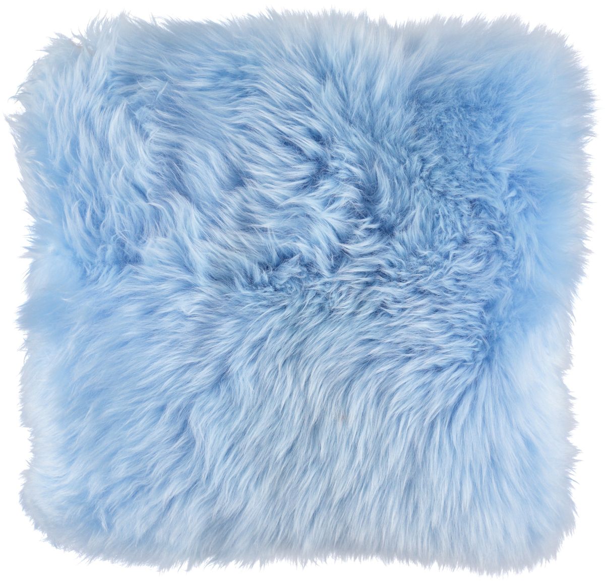 Long-Wool Sheepskin Cushion | 14x14 in Summer Sky