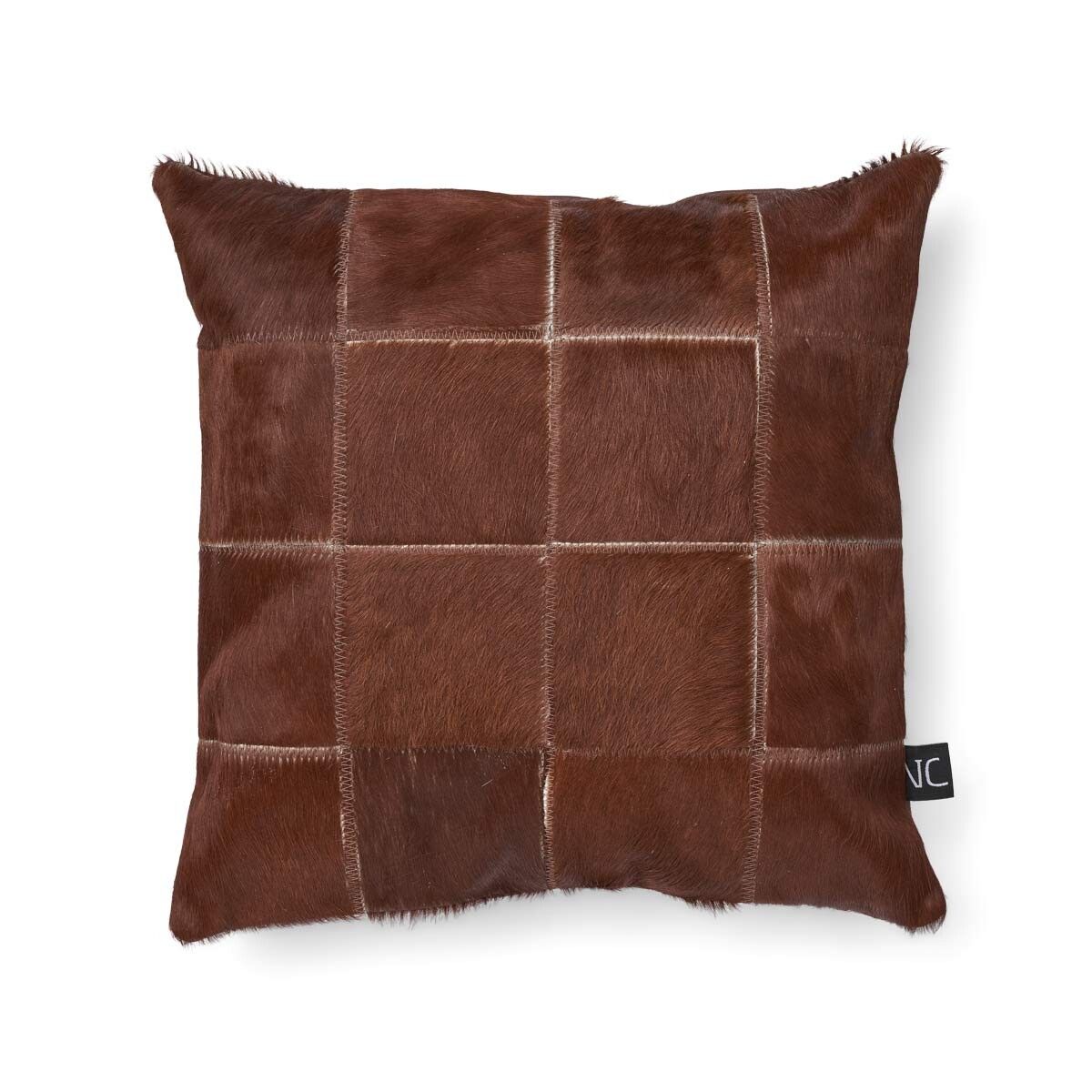 Cow Hide Cushion | 16x16 in Dark Brown