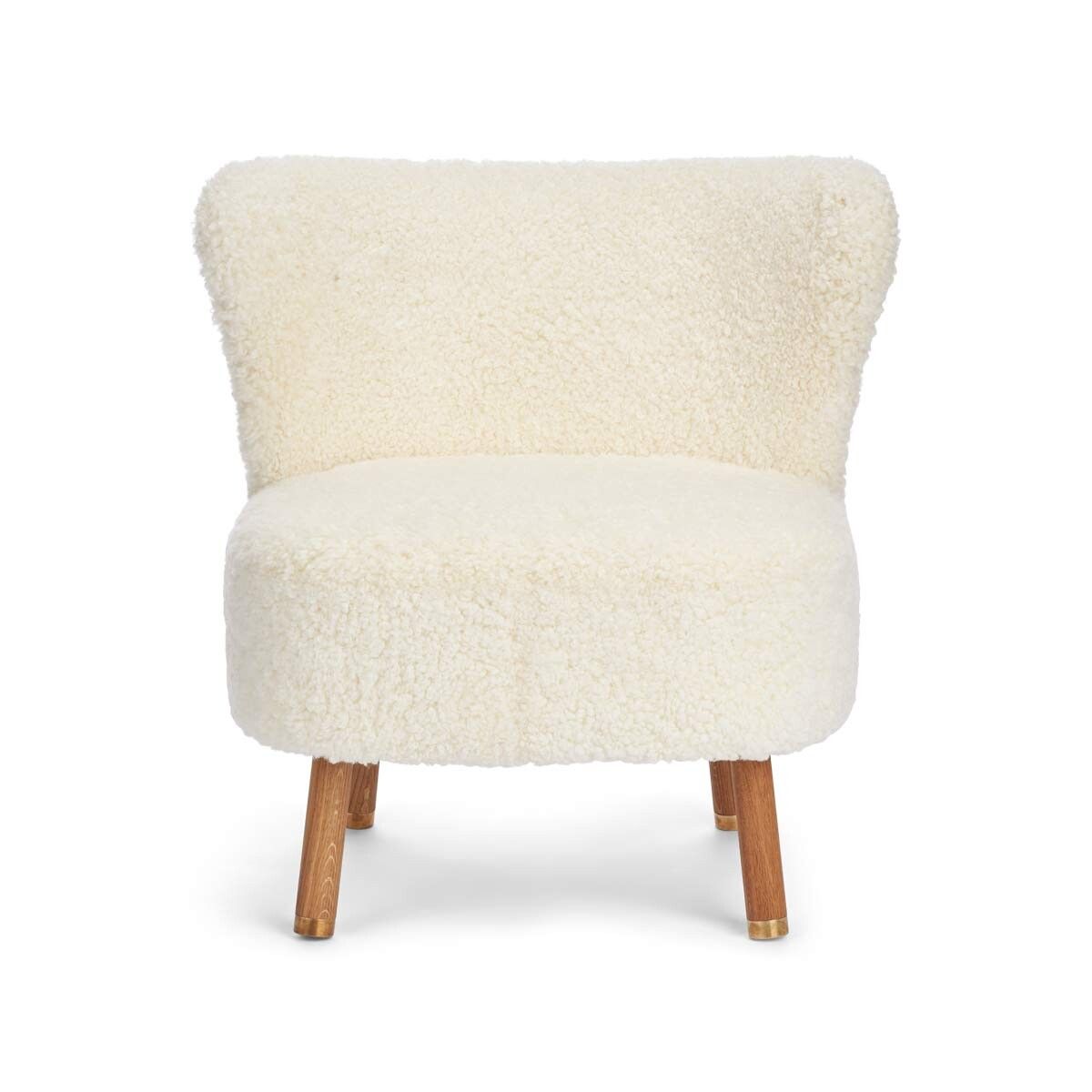 Emil Lounge Chair | Brass | Short Wool Ivory