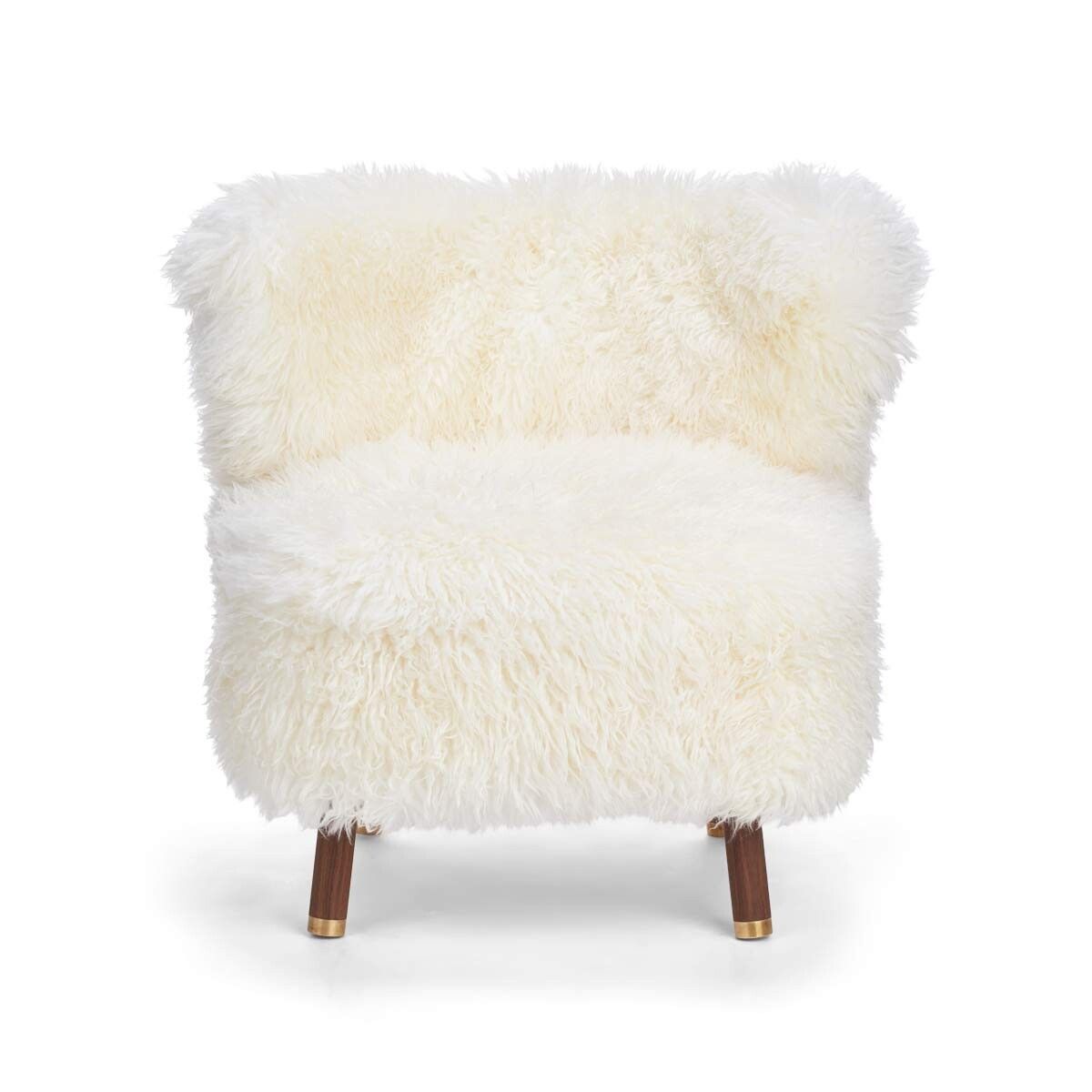 Emil Lounge Chair | Brass | Long Wool Snow White