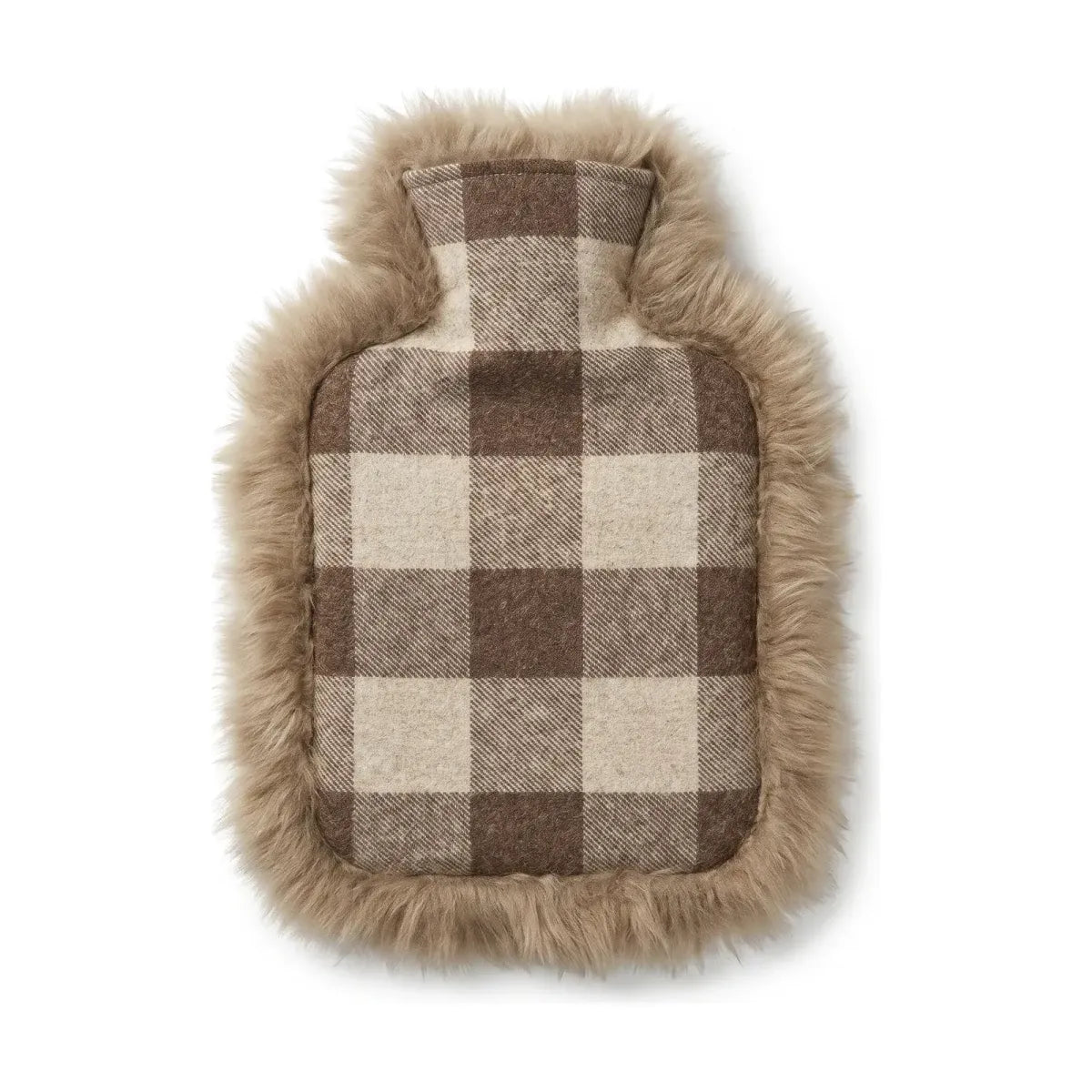 Hot Water Bottle | Sheepskin and Wool | 15x11 in Rob Roy Tartan Natural/Taupe