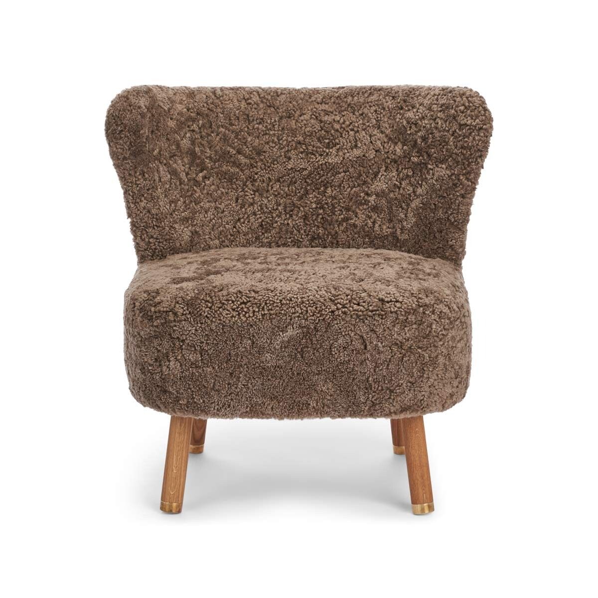 Emil Lounge Chair | Brass | Short Wool Taupe