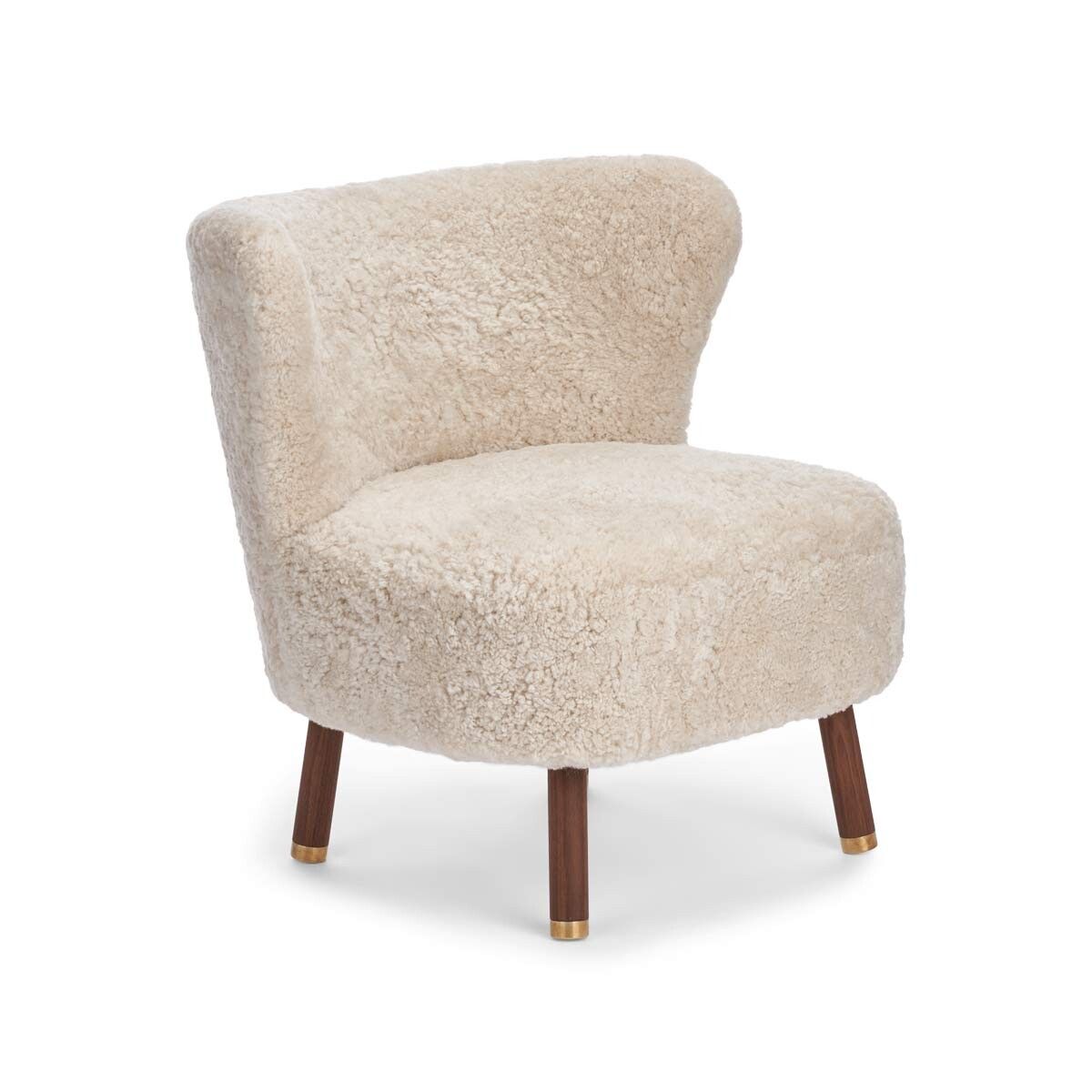 Emil Lounge Chair | Brass | Short Wool Pearl