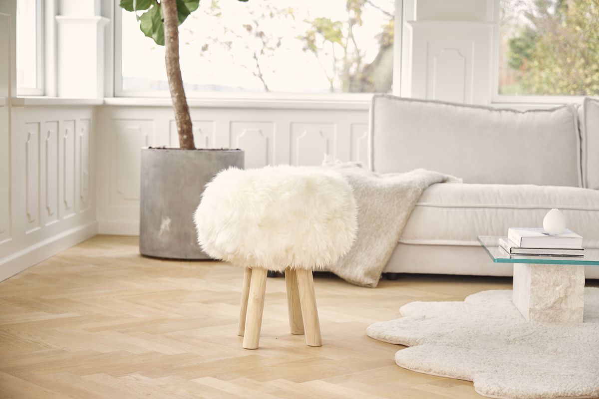 Sheepskin Stool Cover Ivory