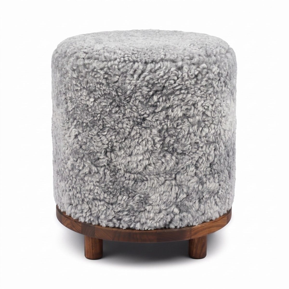 Simon Stool | Short Wool | D46xH52 cm Light Grey