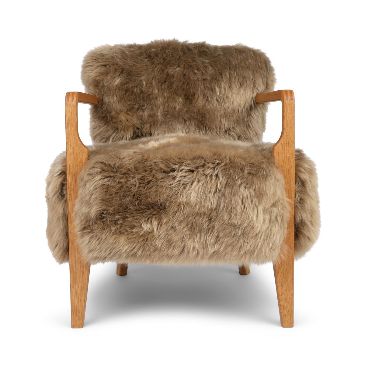 Lina Lounge Chair | New Zealand Sheepskin | Long Wool Taupe