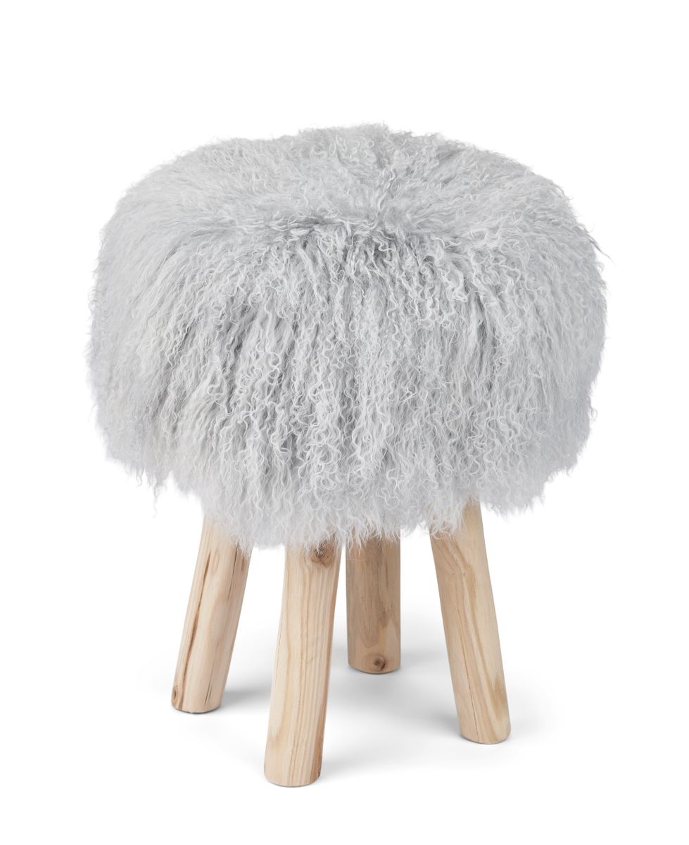 Long Wool Sheepskin Seat Cover Light Grey