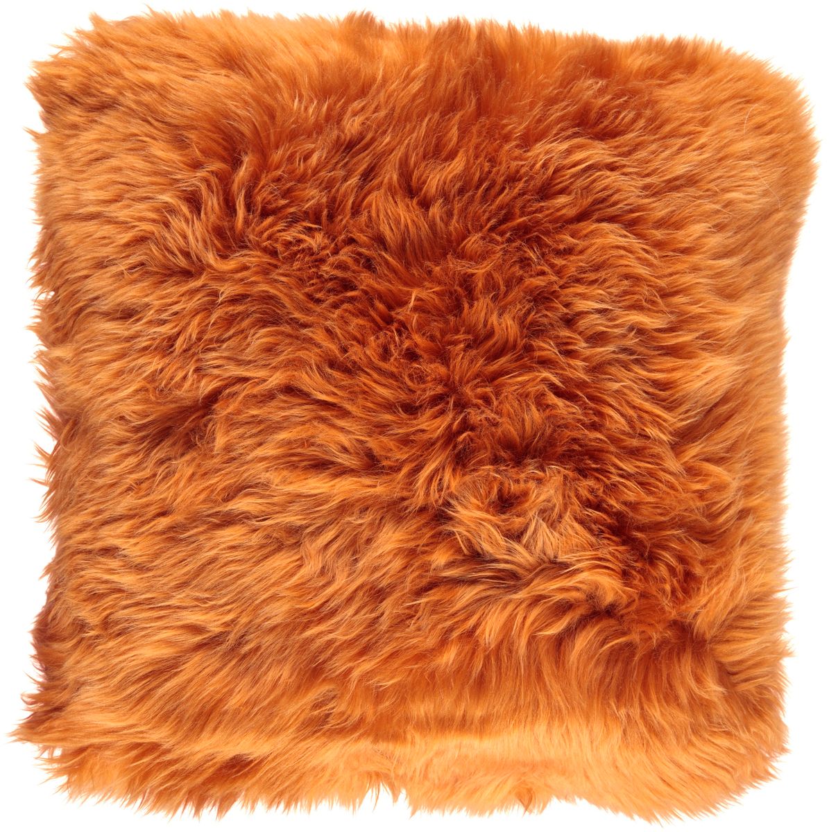 Long-Wool Sheepskin Cushion | 14x14 in Rust