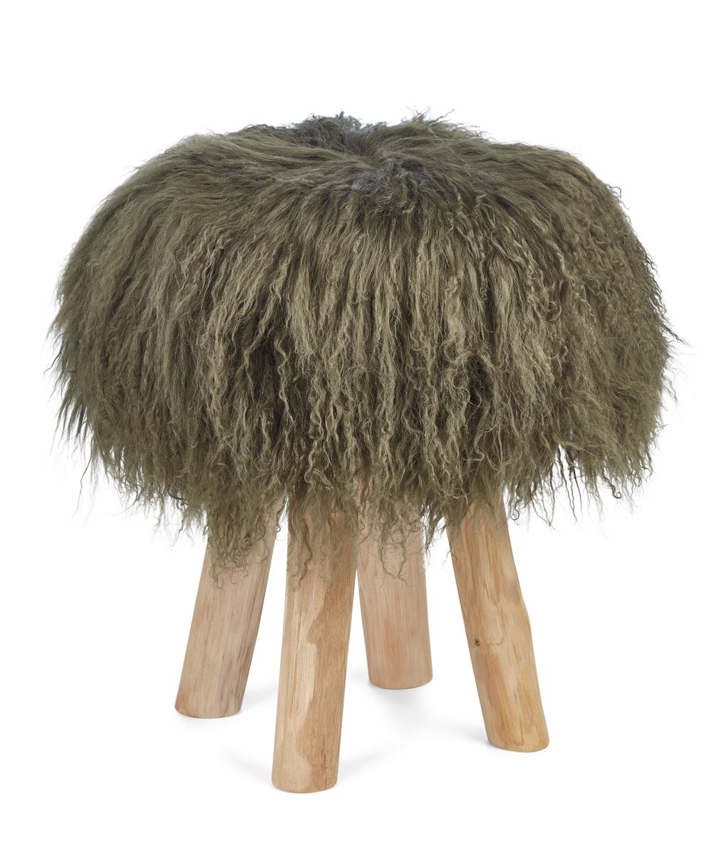 Long Wool Sheepskin Seat Cover Hedge Green