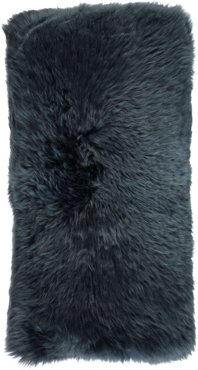 Long-Wool Sheepskin Cushion | 11x22 in Navy