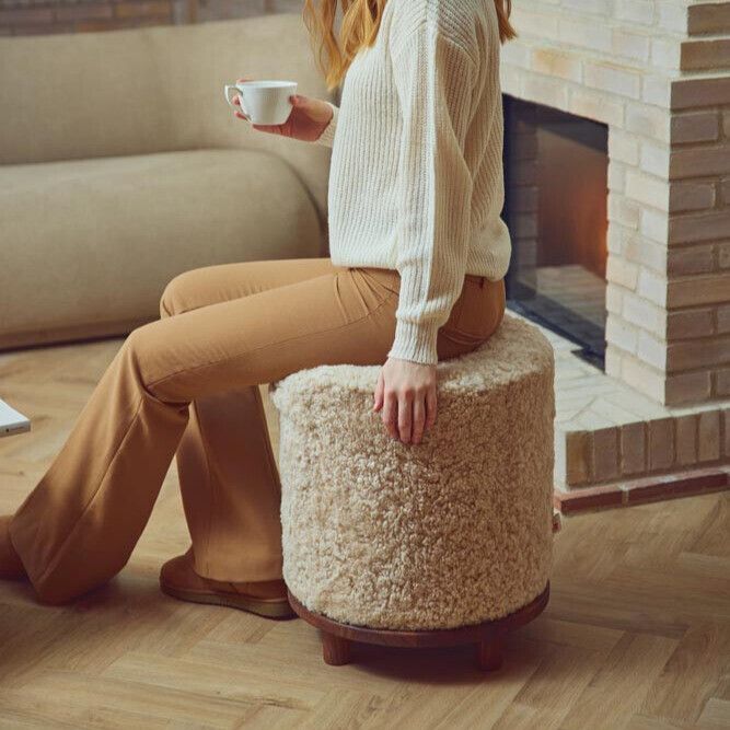 Simon Pouf Short Wool Anthracite