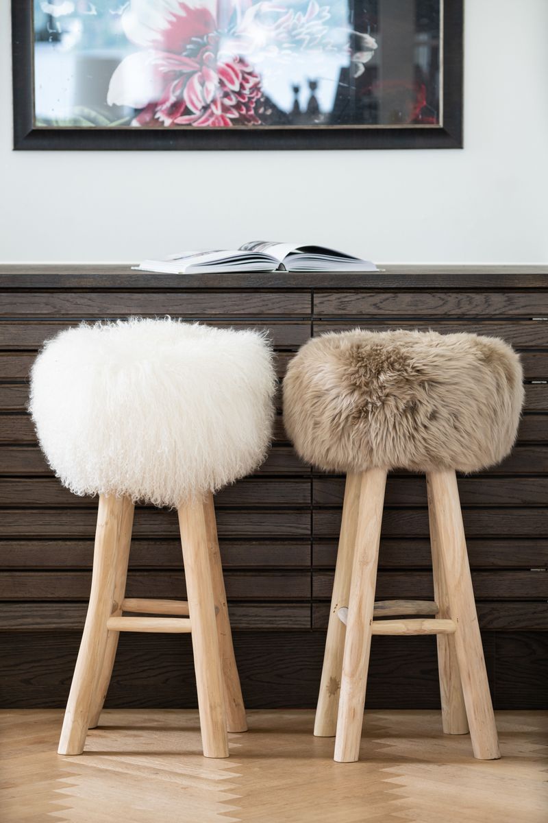 Sheepskin Stool Cover Taupe