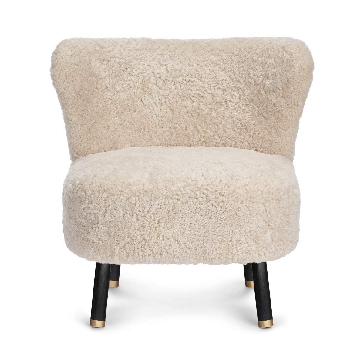 Emil Lounge Chair | Brass | Short Wool Pearl