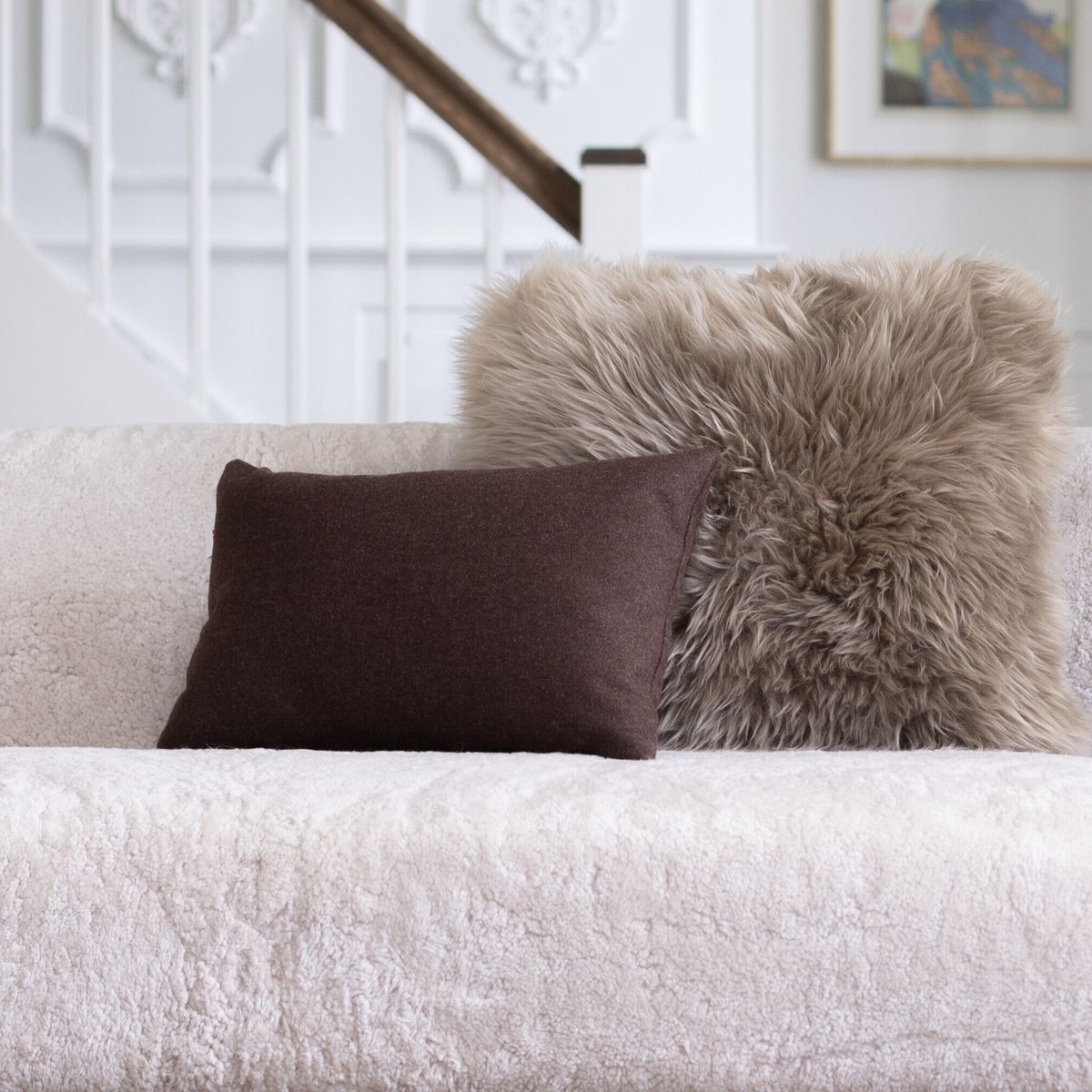 Doublesided 100% Wool Cushion | 14x36 in Stone