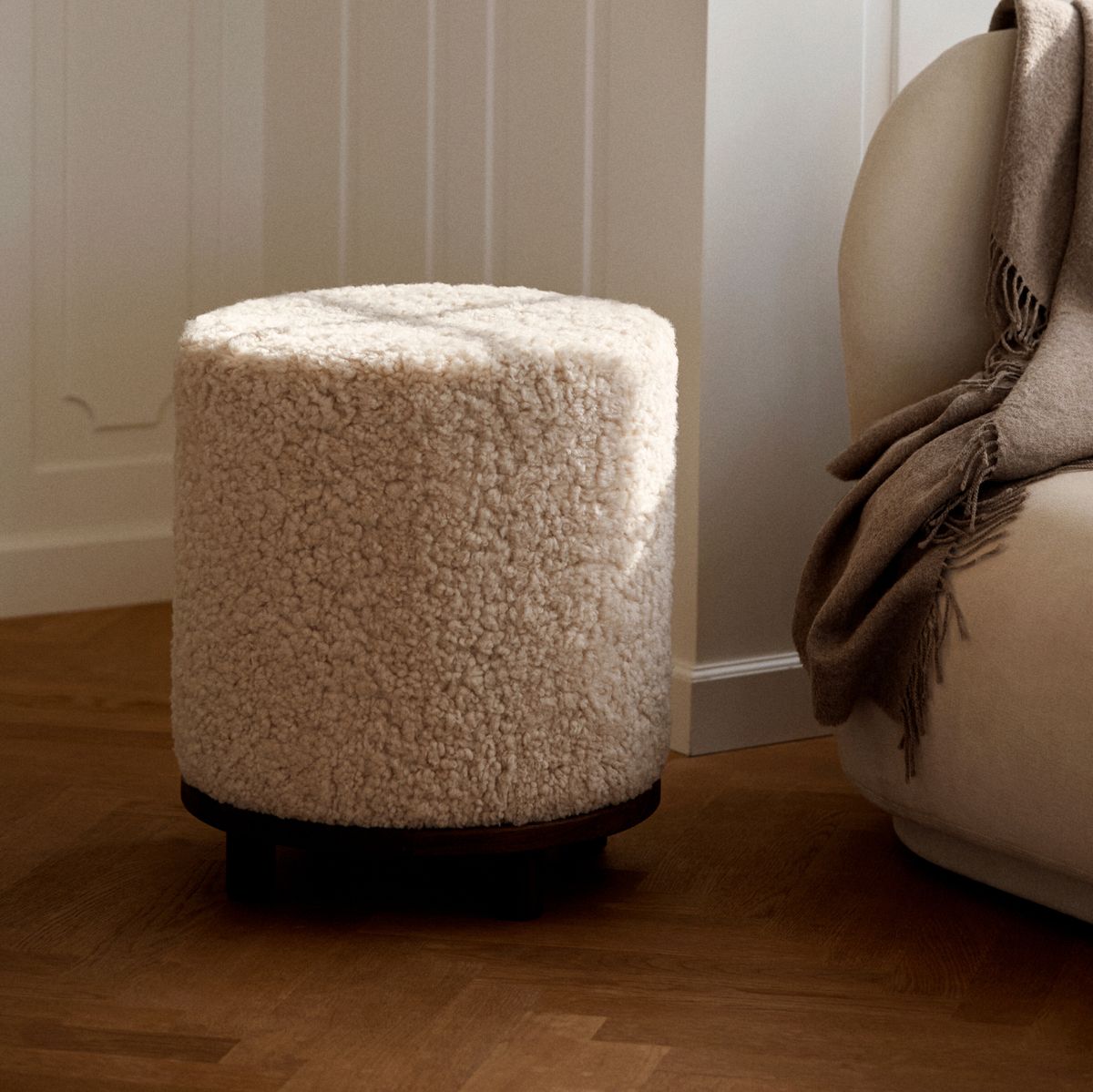 Simon Pouf Short Wool Anthracite