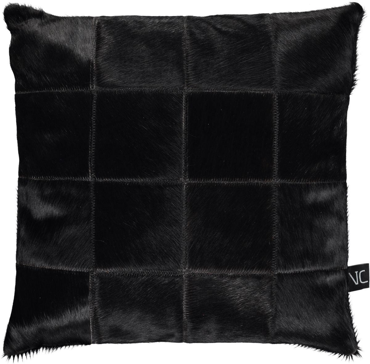 Cow Hide Cushion | 16x16 in Black