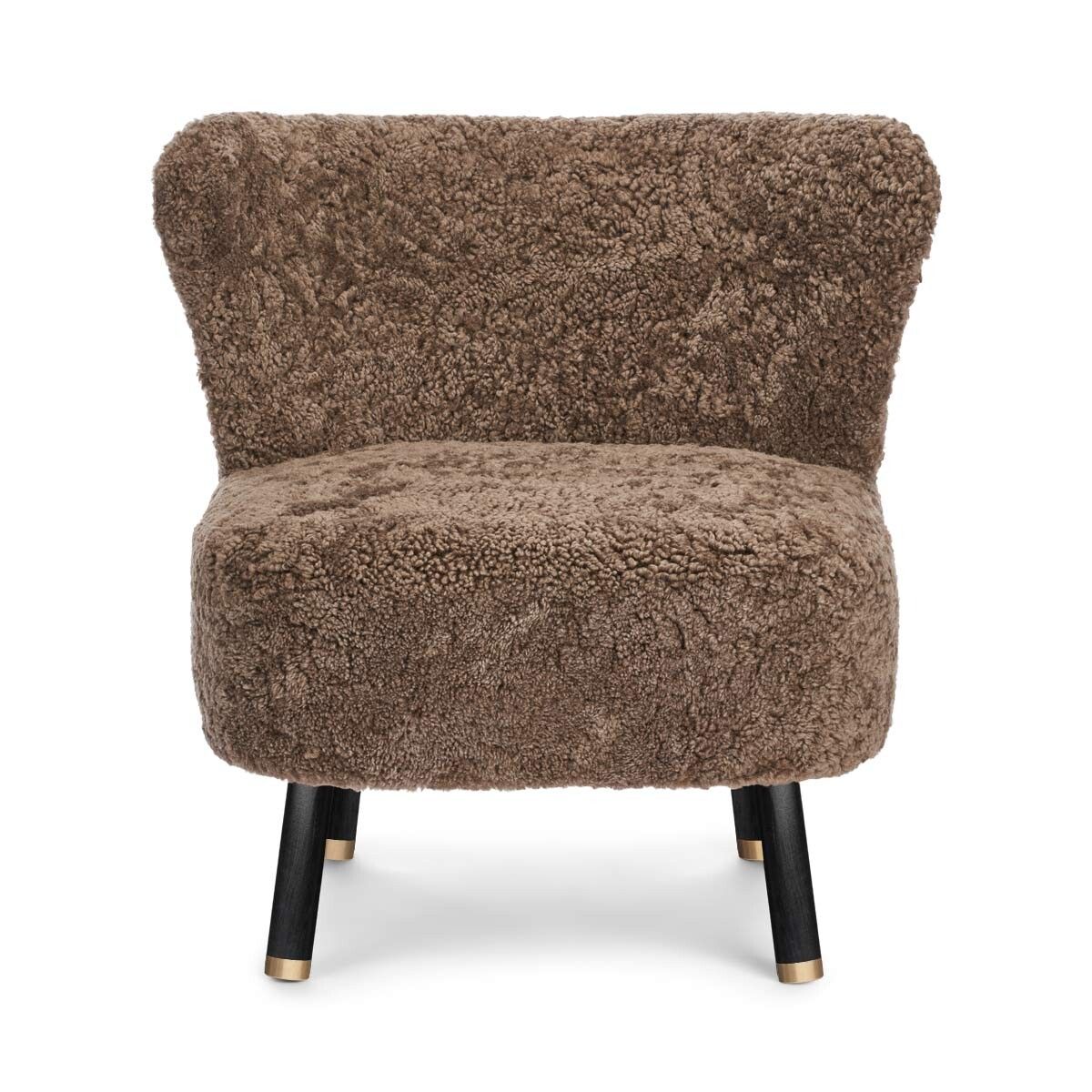 Emil Lounge Chair | Brass | Short Wool Taupe