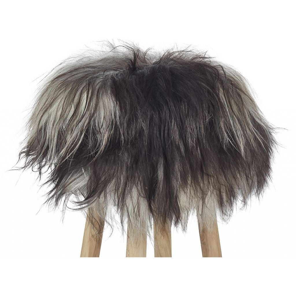 Long-Wool Stool Cover	| Icelandic Sheepskin | Natural Natural Grey