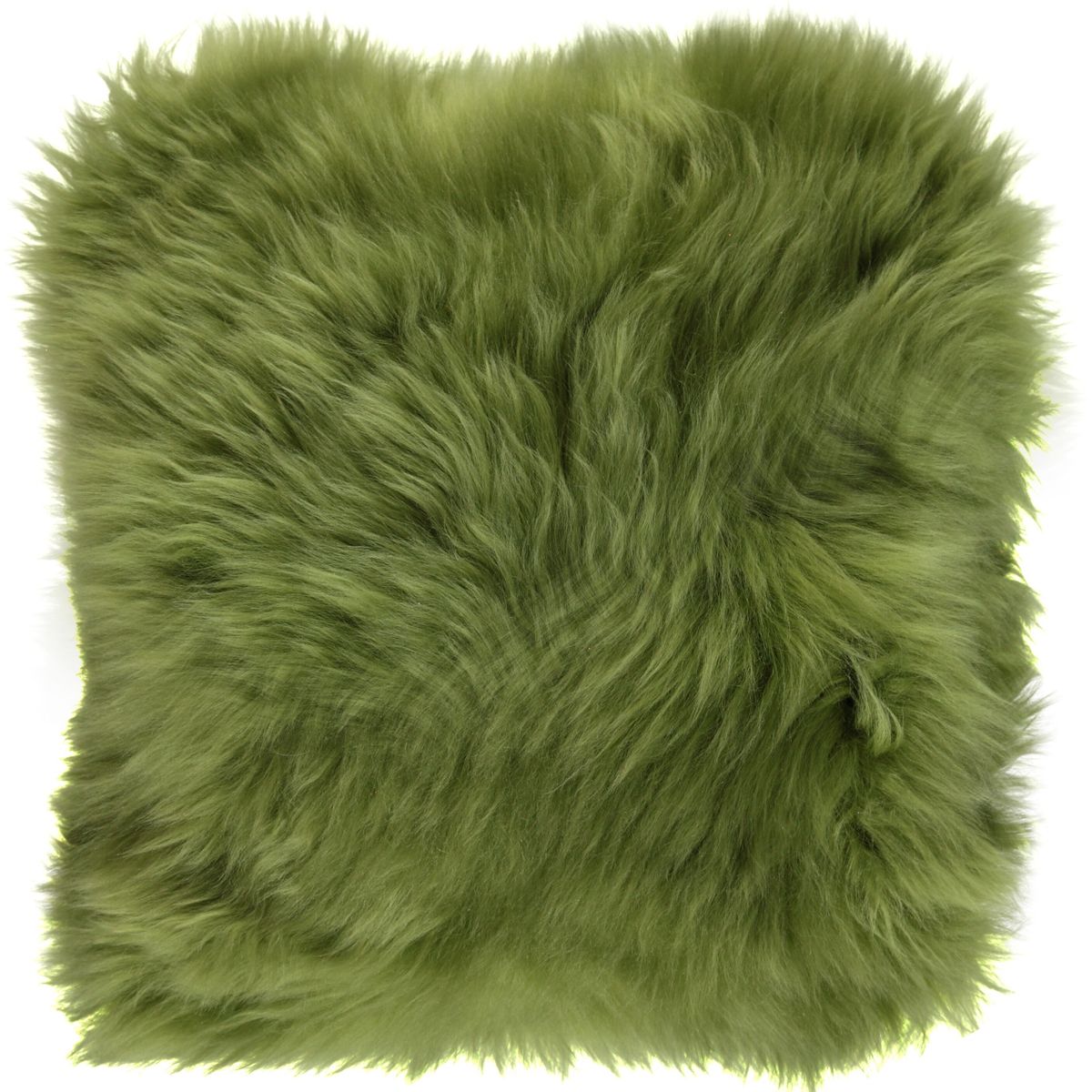 Long-Wool Sheepskin Cushion | 14x14 in Treetop