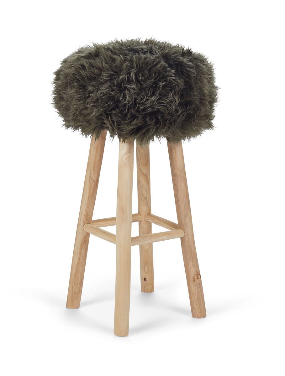 Sheepskin Stool Cover Hedge Green