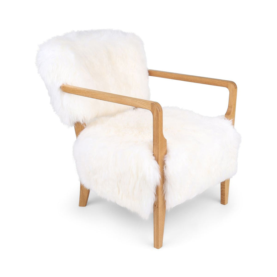 Lina Lounge Chair, New Zealand Sheepskin, Long Wool