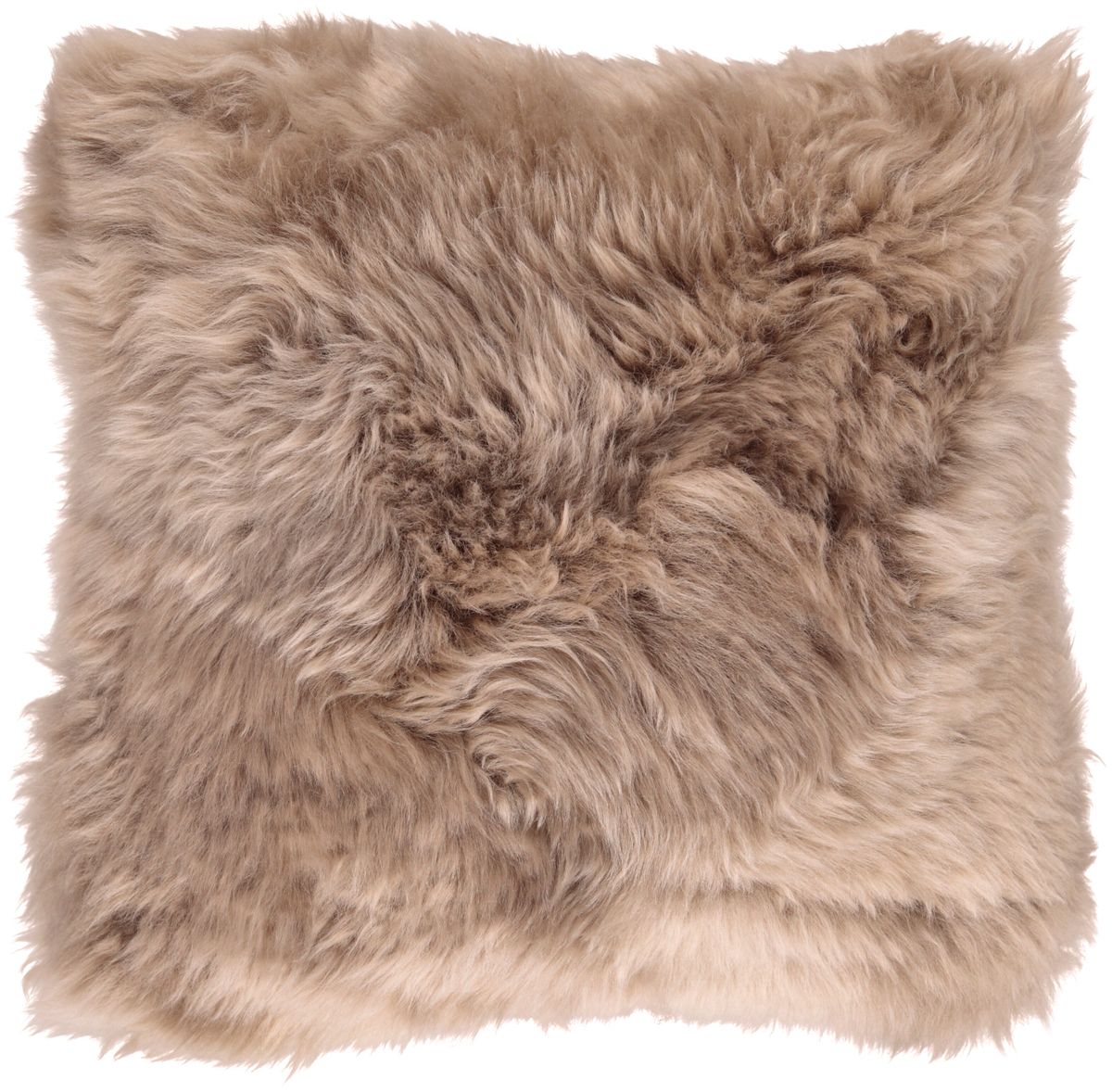 Long-Wool Sheepskin Cushion | 14x14 in Taupe