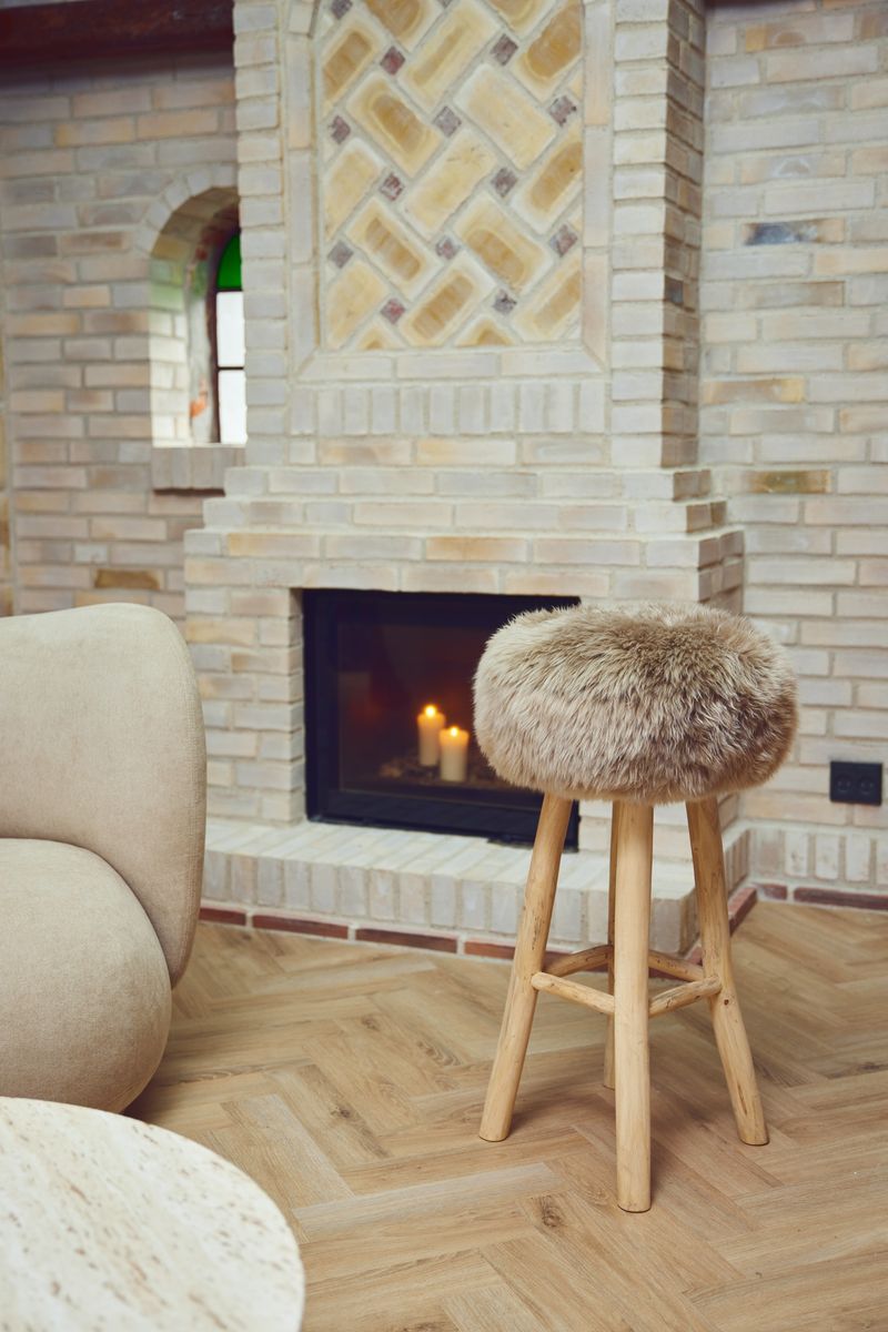 Sheepskin Stool Cover Taupe