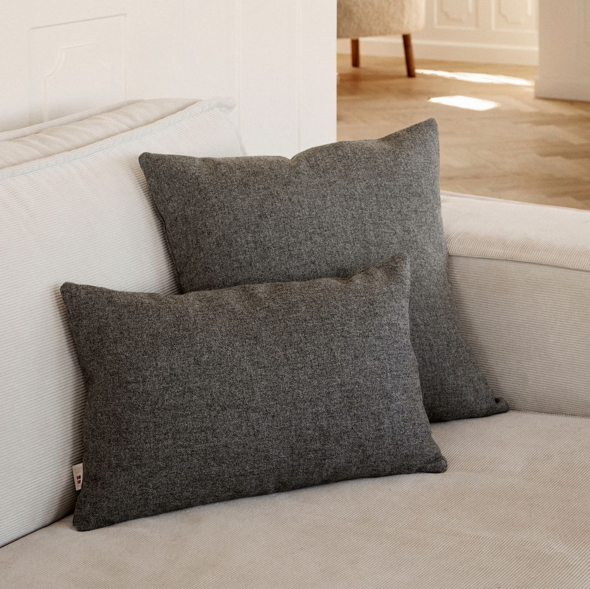 Doublesided 100% Wool Cushion | 14x36 in Stone