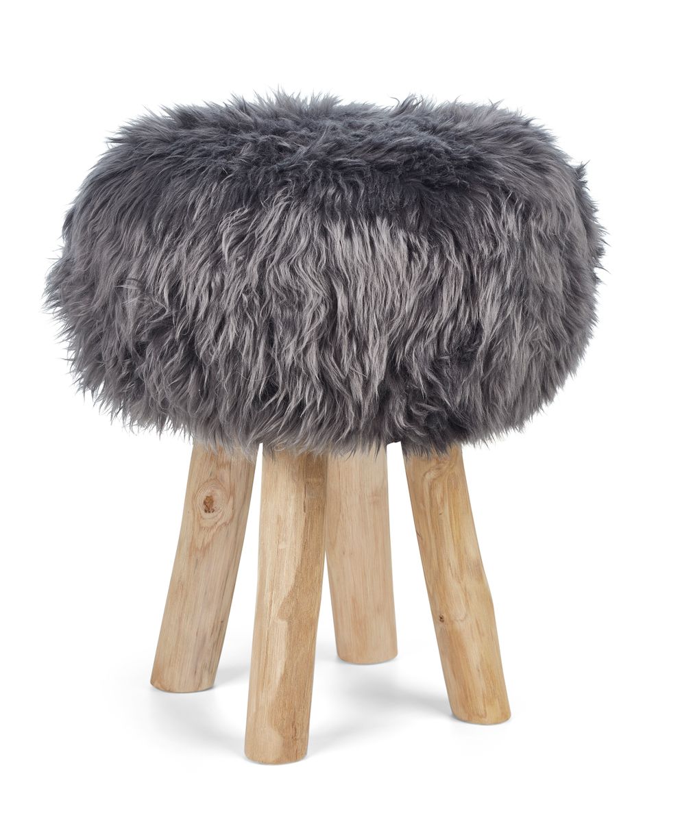 Sheepskin Stool Cover Steel