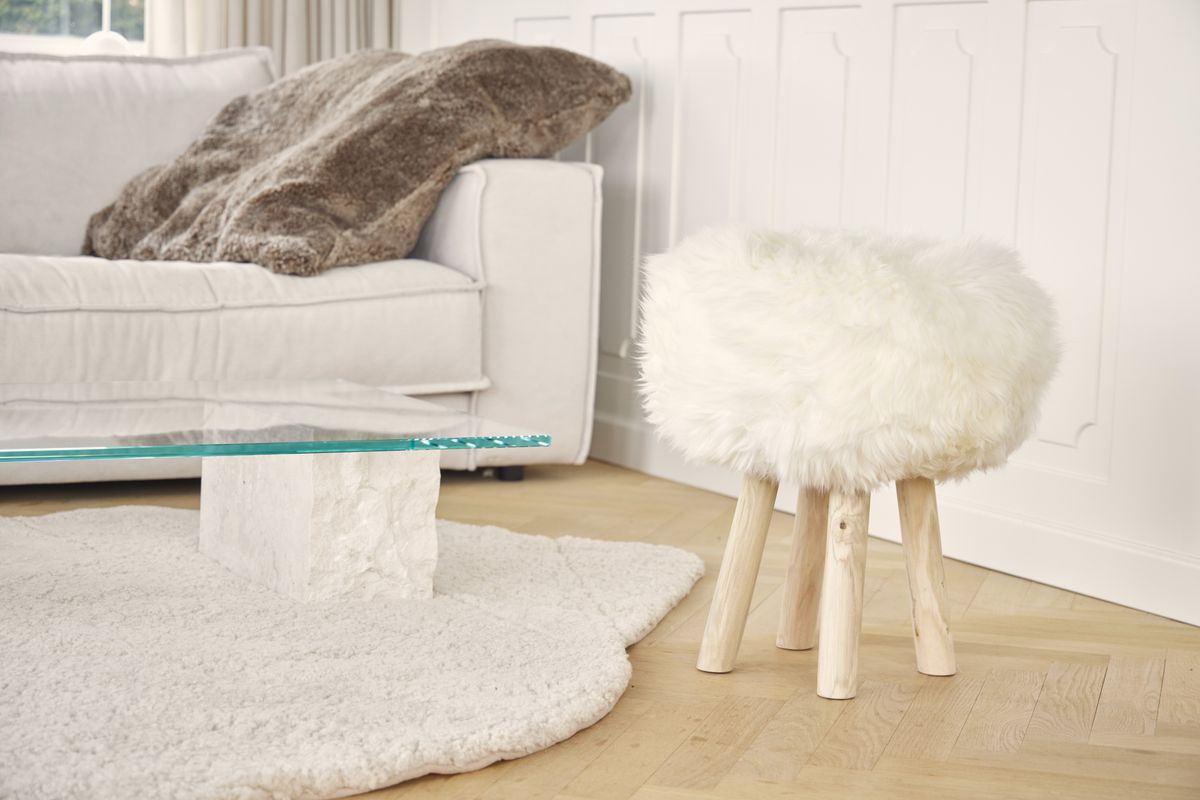 Sheepskin Stool Cover Ivory