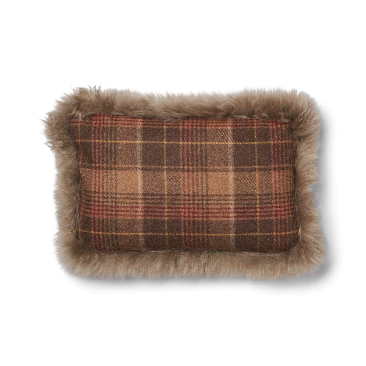 Wool Cushion | Doublesided | LW trim | 20x20 in | 13x20 in Cocoa-Dark Brown/Taupe