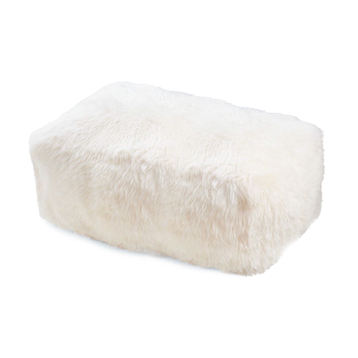 Long Wool Sheepskin Large Pouf | 39x20x13 in