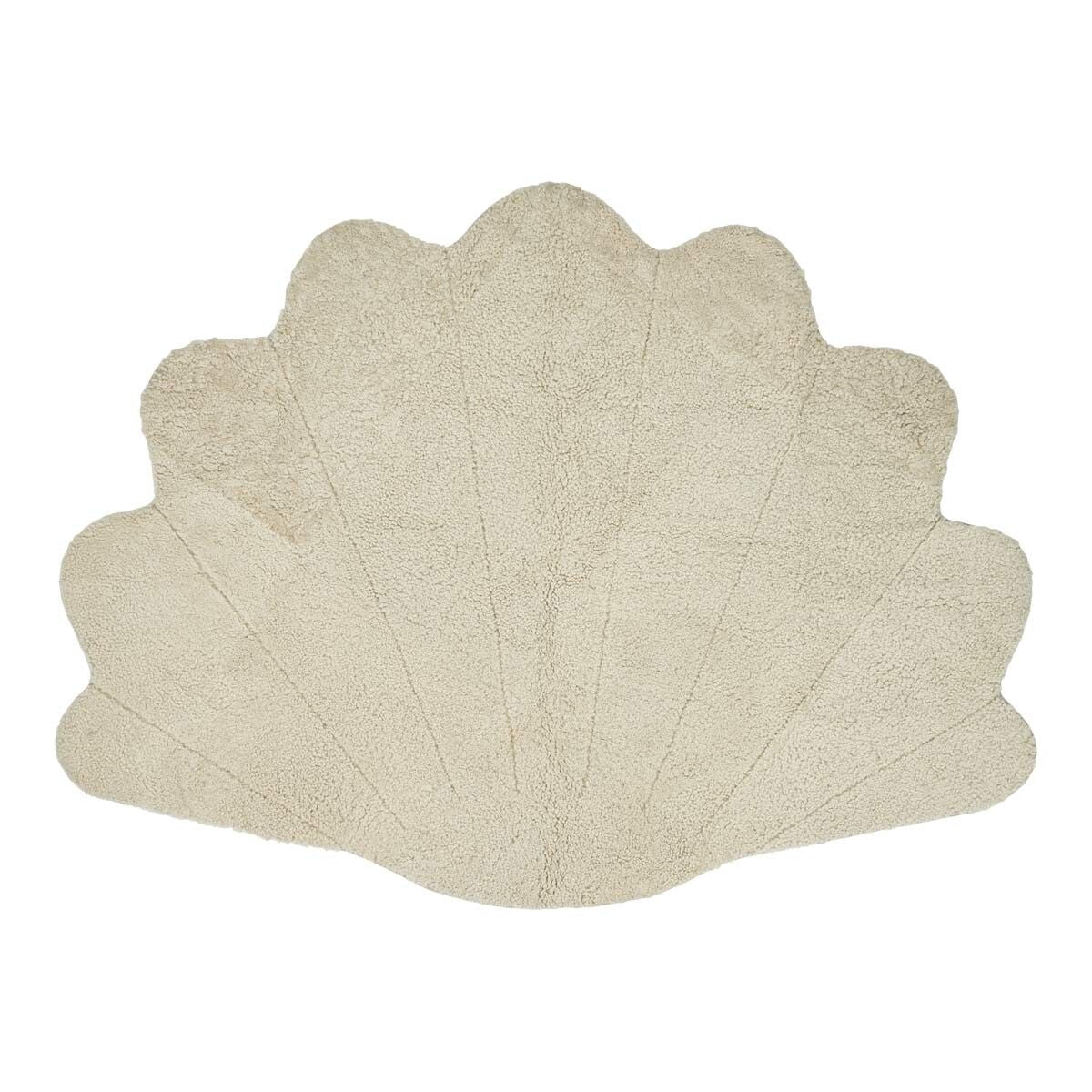 Short Wool Curly Sheepskin Shell Design Rug | 83x59 in