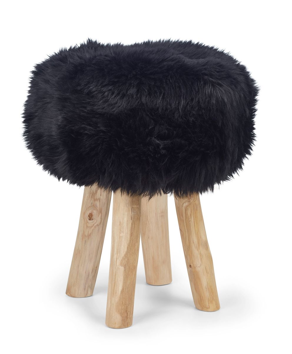 Sheepskin Stool Cover Black